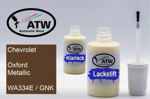 Chevrolet, Oxford Metallic, WA334E / GNK: 20ml Lackstift + 20ml Klarlack - Set, von ATW Autoteile West.